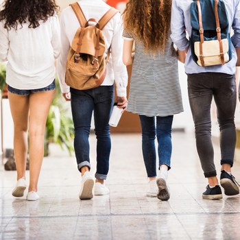 Students walking together on campus